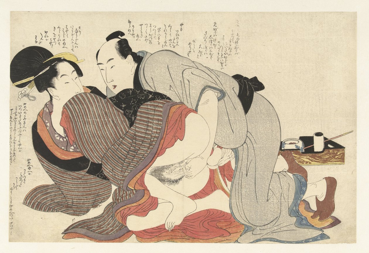 Ženatý muž a vdova Negai no itoguchi (název série) od Kitagawa Utamaro