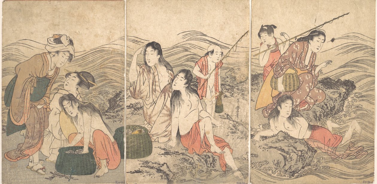 Dívka rybáři a koupající se, 1791. od Kitagawa Utamaro