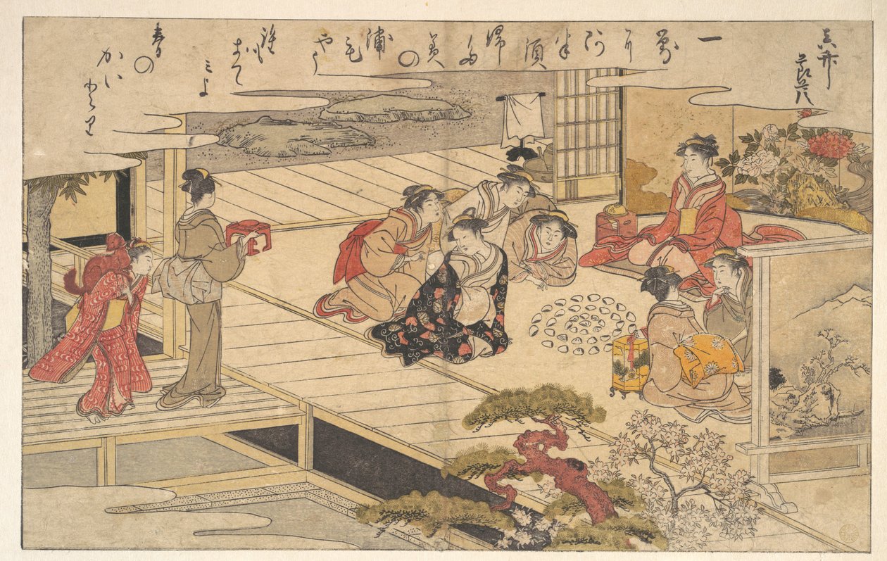 Dívky hrající hru s mušlemi od Kitagawa Utamaro