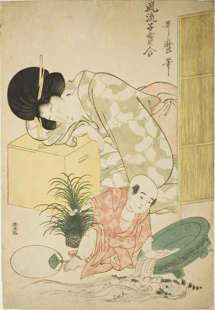 Zlatá rybka, ze série "Elegantní srovnání malých pokladů (Furyu kodakara awase)" od Kitagawa Utamaro