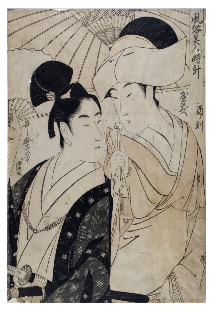 Hour of the Cock ze série Customs of Beauties by the Hour od Kitagawa Utamaro