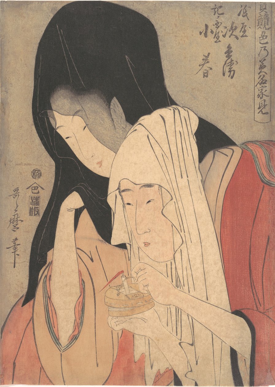 Jihei z Kamiya utíká s Koharu z Kinokuniya od Kitagawa Utamaro
