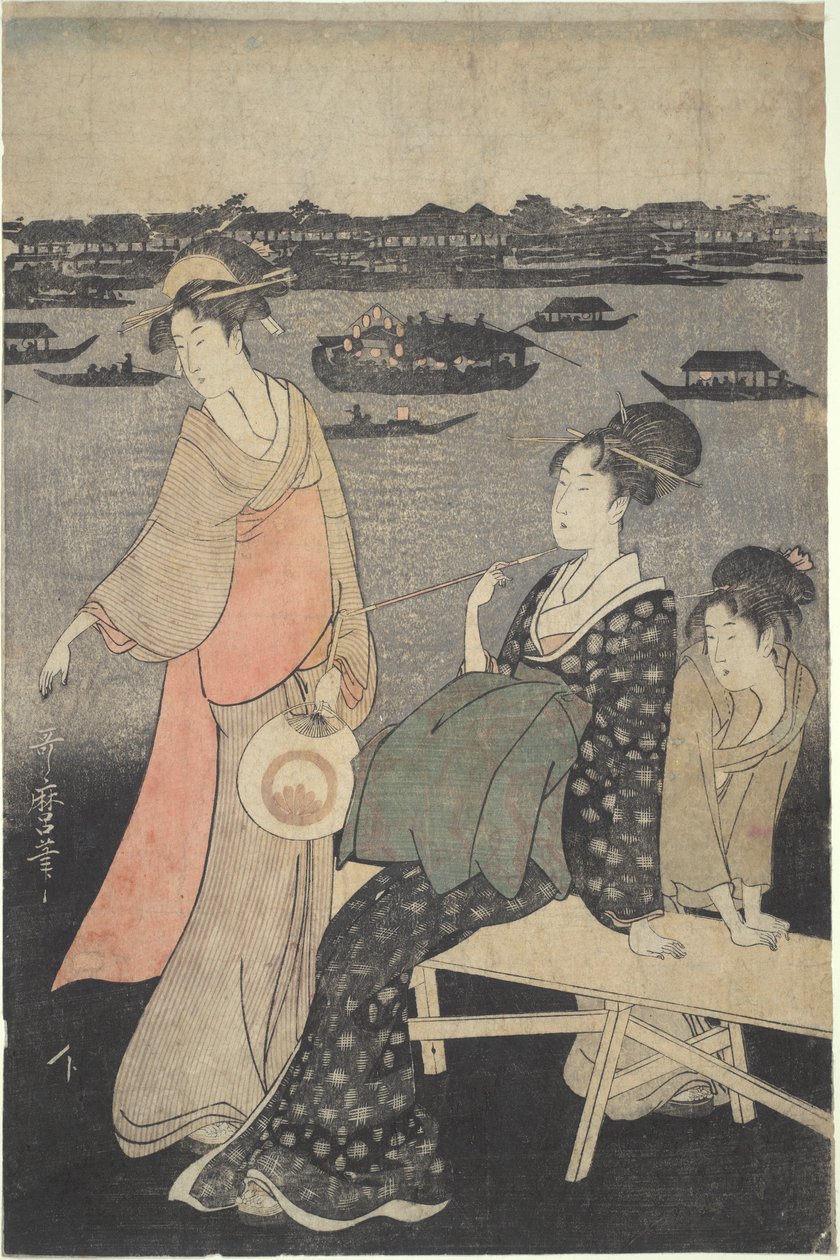 Kawabiraki Night Festival: Pohled na řeku Sumida od Kitagawa Utamaro