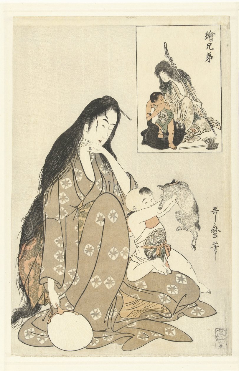 Kintoki a Yamauba Obrázky sourozenců (název série) E kyodai (název série na objektu) od Kitagawa Utamaro