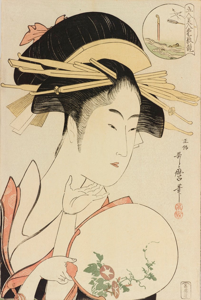 Kisegawa z Matsubaya, ze série Porovnání půvabů pěti krásek, c. 1795. od Kitagawa Utamaro