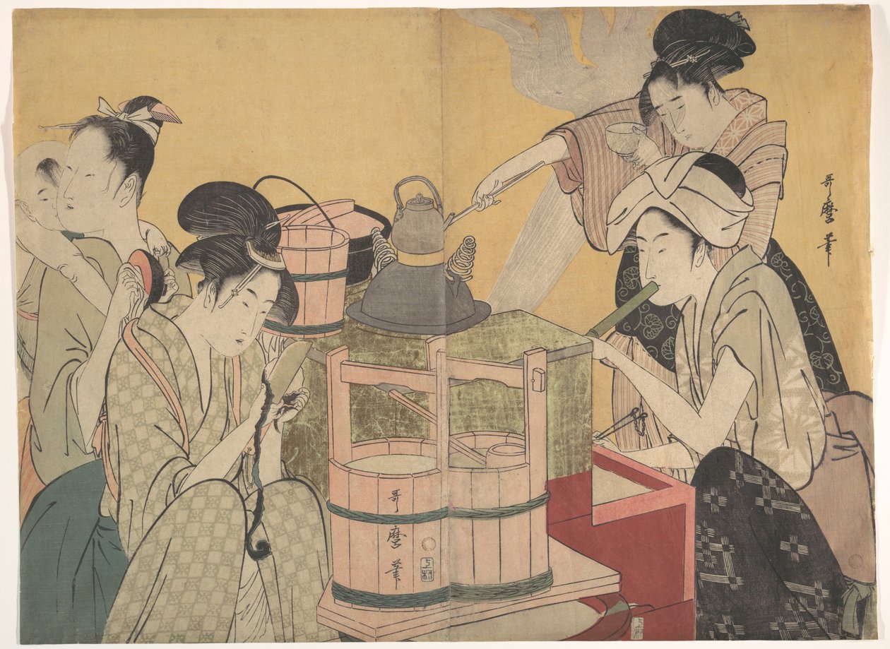 Kuchyňská scéna od Kitagawa Utamaro