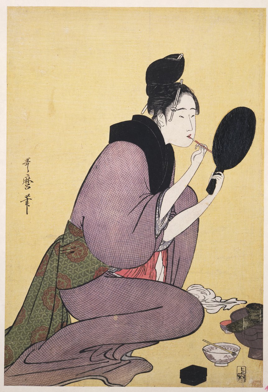 Kuchi-beni, Malování rtů od Kitagawa Utamaro
