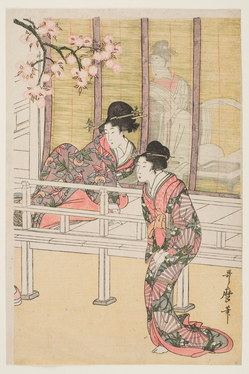Dáma vystupující z dvorního kočáru od Kitagawa Utamaro