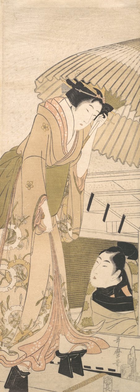 Člen Anjin g-s Tage Tee S w Snow pier, 1800. od Kitagawa Utamaro