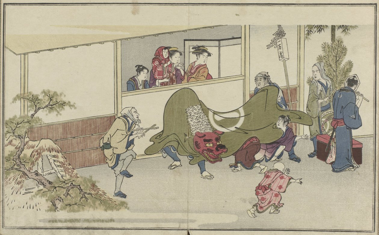Leeuwendans Waka Ebisu (název série) od Kitagawa Utamaro