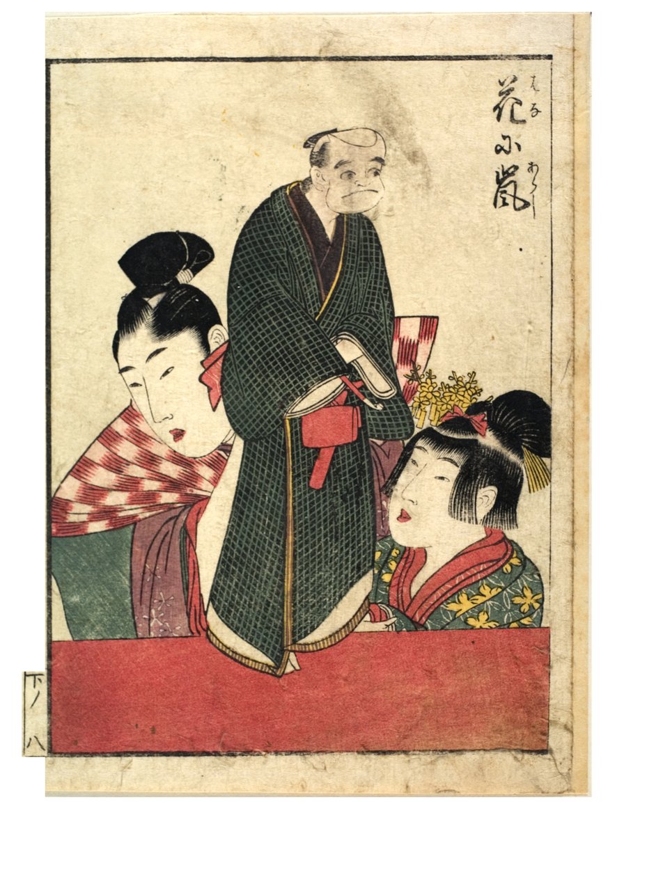 Loutkové scény s mužskými a ženskými manipulátory, c. 1758-1806 (dřevořez na papíře) od Kitagawa Utamaro