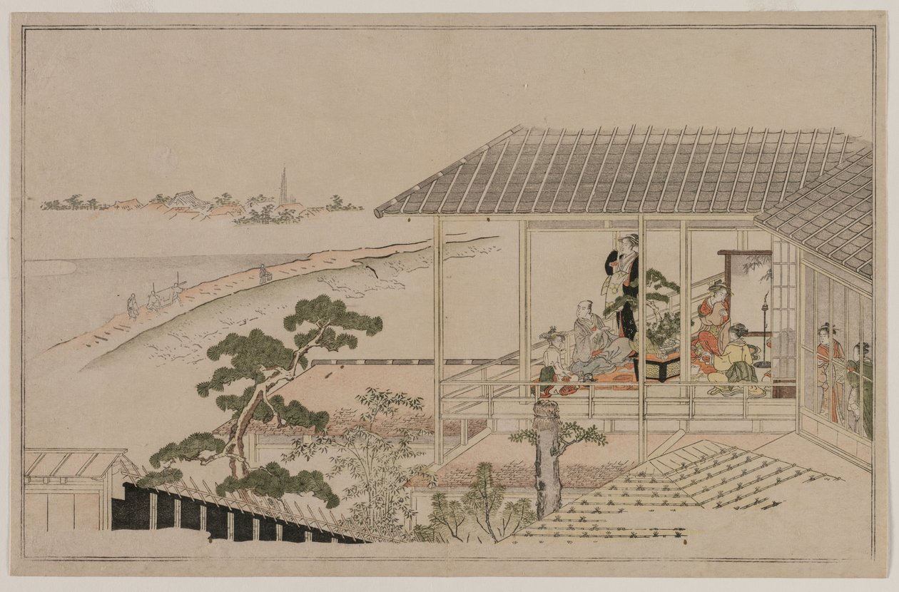 Východ měsíce nad nábřežím Nihon a Yoshiwara od Kitagawa Utamaro