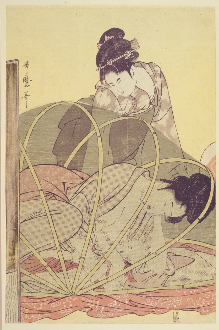 Matka kojící dítě pod moskytiérou, c. 1795 od Kitagawa Utamaro