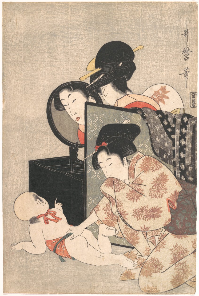 Matka a dítě od Kitagawa Utamaro