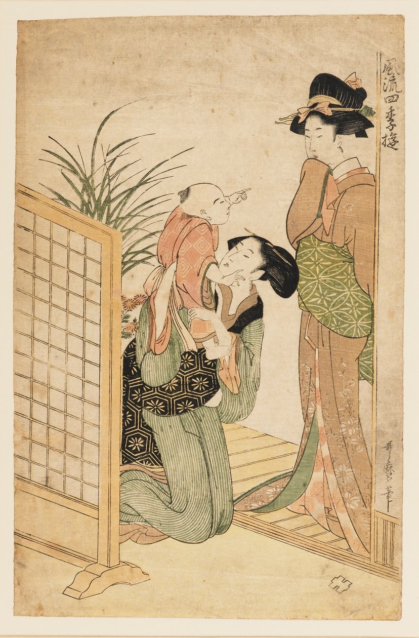 Matka, dítě a sestra, c1800 od Kitagawa Utamaro