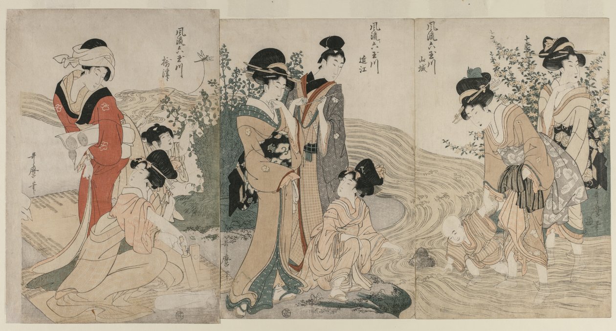 Musashi, Omi, Yamashiro, Návrh d Settsu P Rovinse s. .. .. , C. 1804. od Kitagawa Utamaro