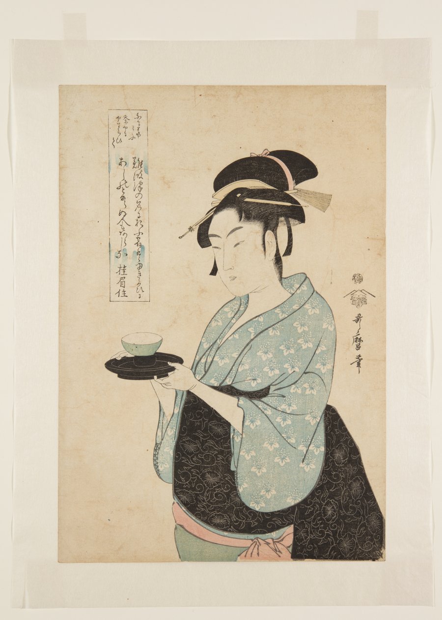 Naniwaya Okita (barevný dřevořez) od Kitagawa Utamaro