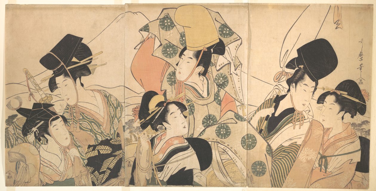 Narihirova cesta na východ od Kitagawa Utamaro