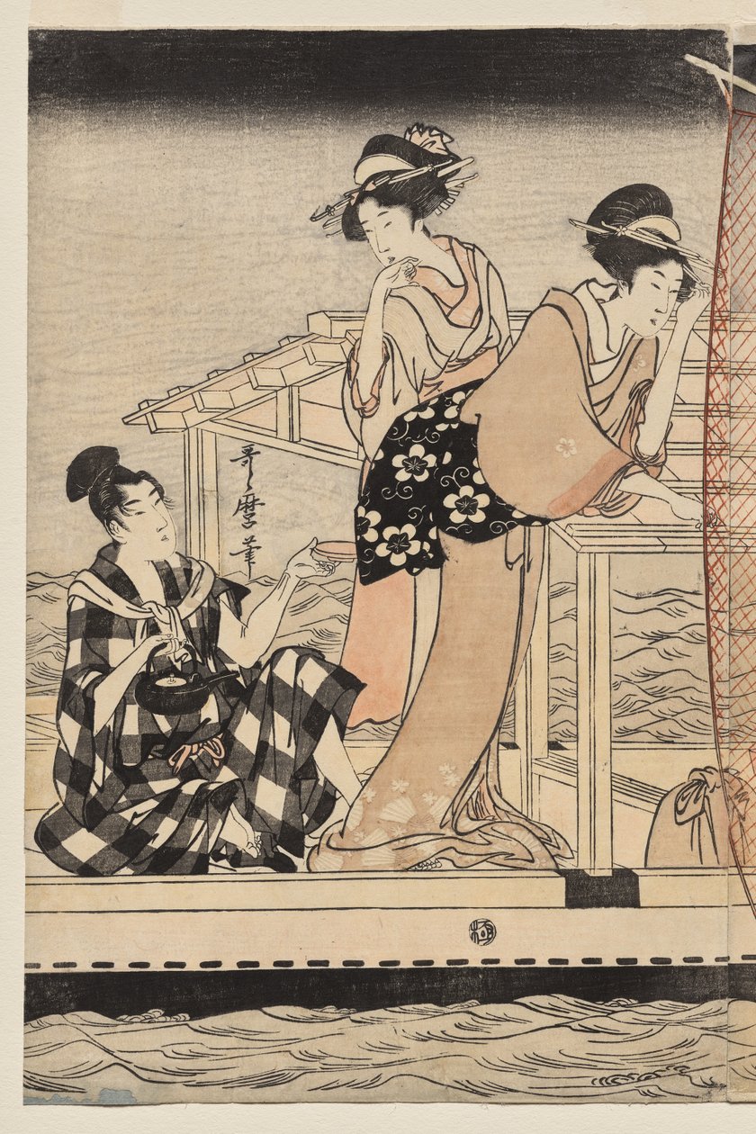 Síťový rybolov v noci na řece Sumida od Kitagawa Utamaro