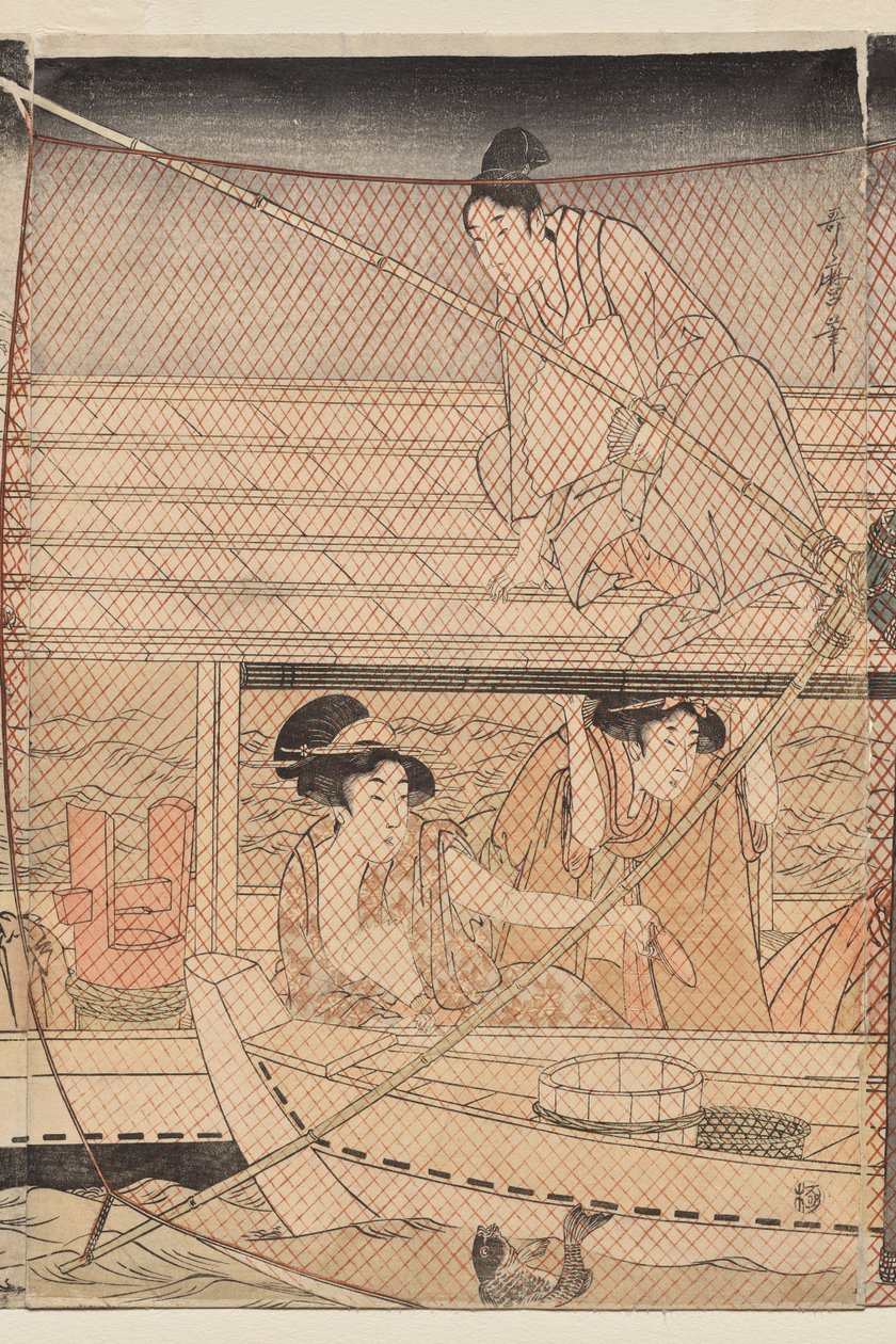 Síťový rybolov v noci na řece Sumida od Kitagawa Utamaro