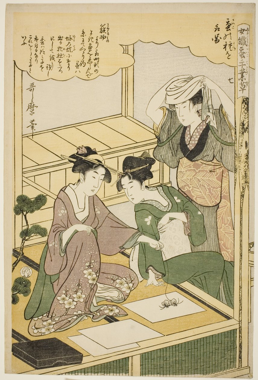 č. 7 (nana), ze série "Ženy angažované v serikultuře (Joshoku kaiko tewaza-gusa)" od Kitagawa Utamaro