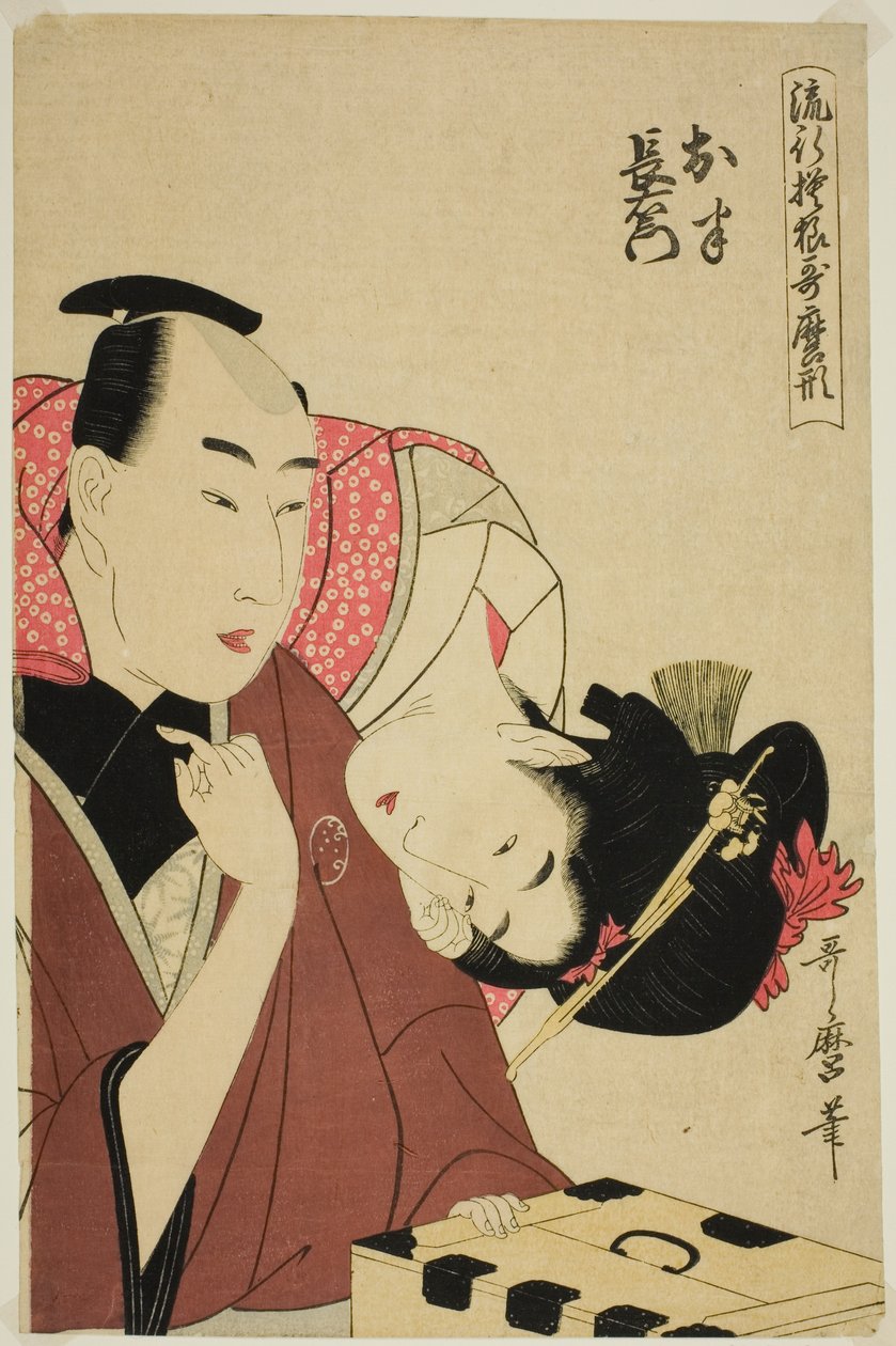 Ohan a Choemon, ze série "Módní vzory ve stylu Utamaro (Ryuko moyo Utamaro-gata)" od Kitagawa Utamaro