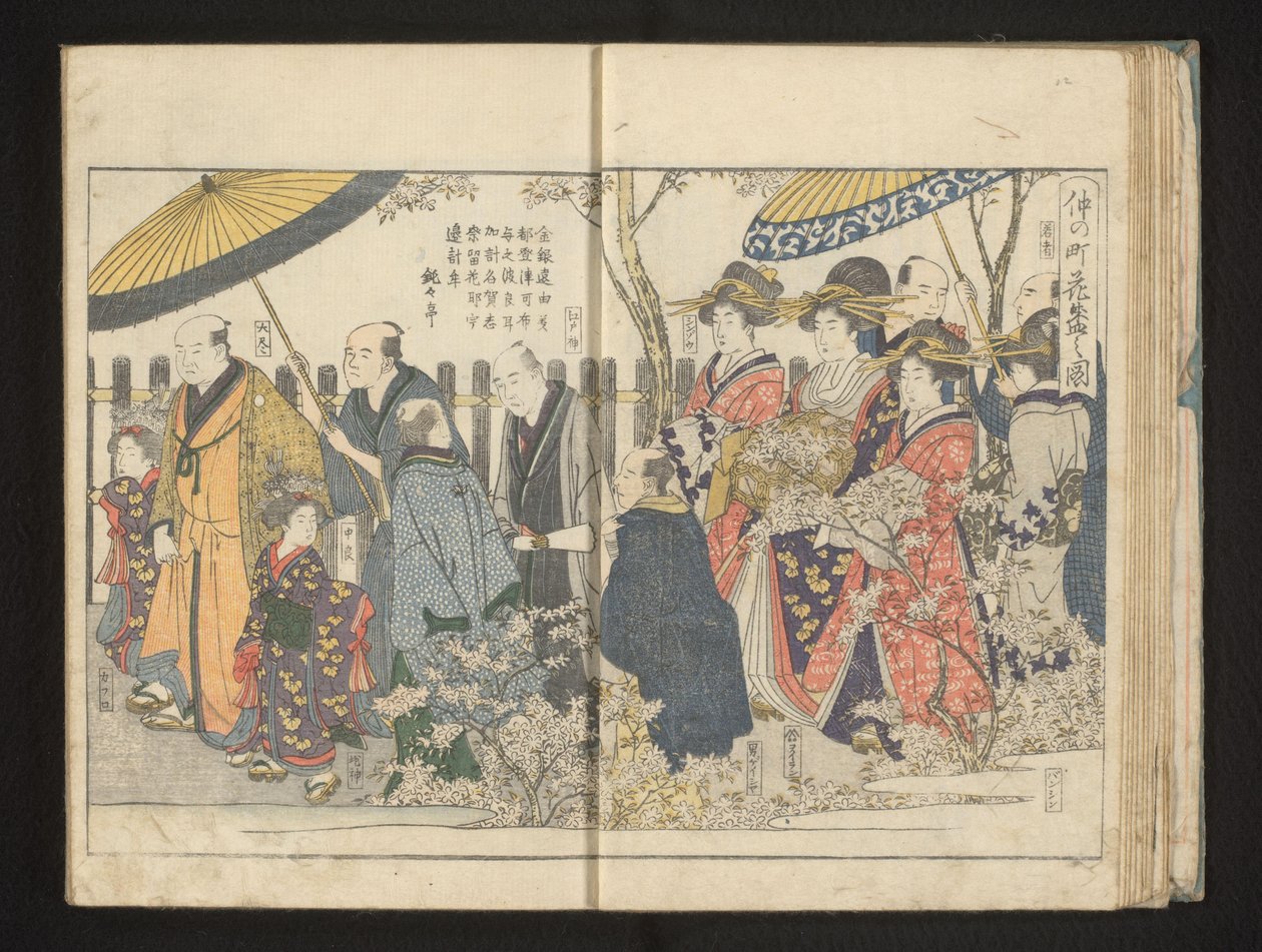 Průvod podél rozkvetlé třešně od Kitagawa Utamaro