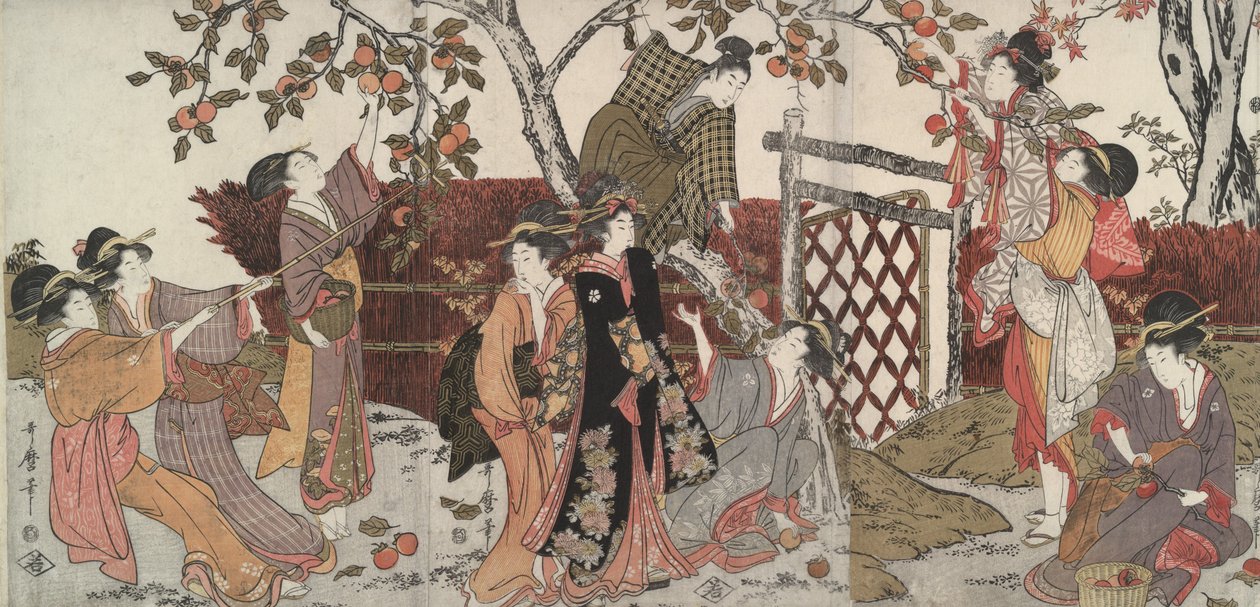 Sběrači kaki od Kitagawa Utamaro