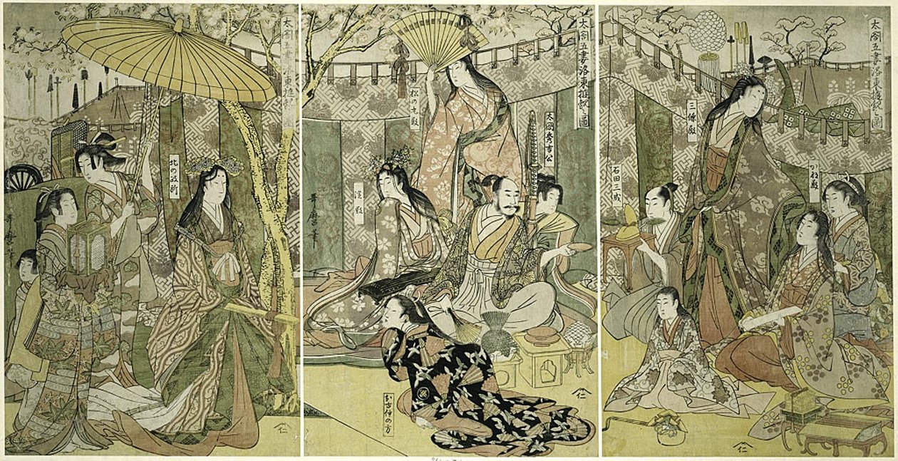 Datum C F Hideyoshi Plán D Náklady Pět manželek Sledování Chery Bosso MS v Higashiyama od Kitagawa Utamaro