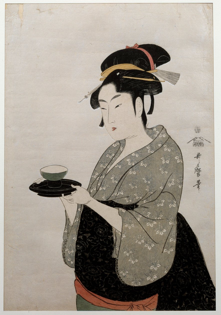 Portrét Mother Wire. Portrét ženy. Japonský tisk Utamaro Kitagawa (1753 - 1806) styl Ukiyo-E, cca 1793. Paříž, Guimetovo muzeum od Kitagawa Utamaro