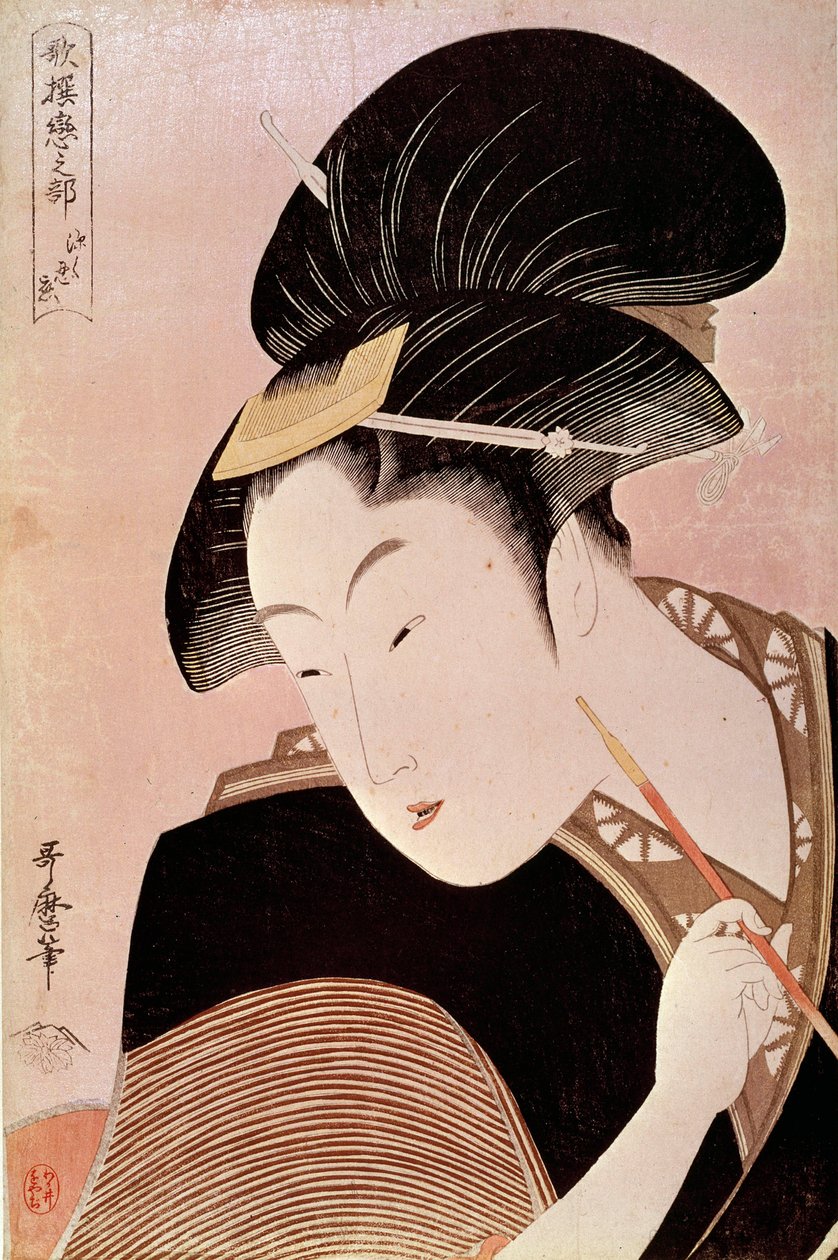 Portrét ženy japonský tisk Utamaro Kitagawa (1753-1806) od Kitagawa Utamaro