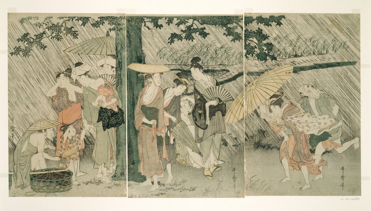 Úkryt před náhlou přeháňkou od Kitagawa Utamaro