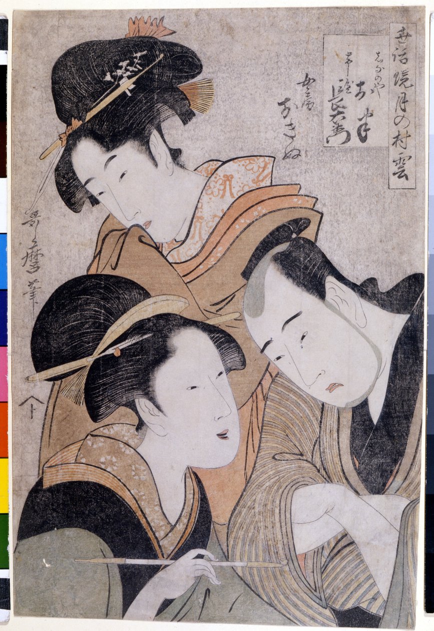 Shinanoya Manův plán d Obi a Choemon. 1798. Artork od Utamaro severní strana (1753-1806). od Kitagawa Utamaro