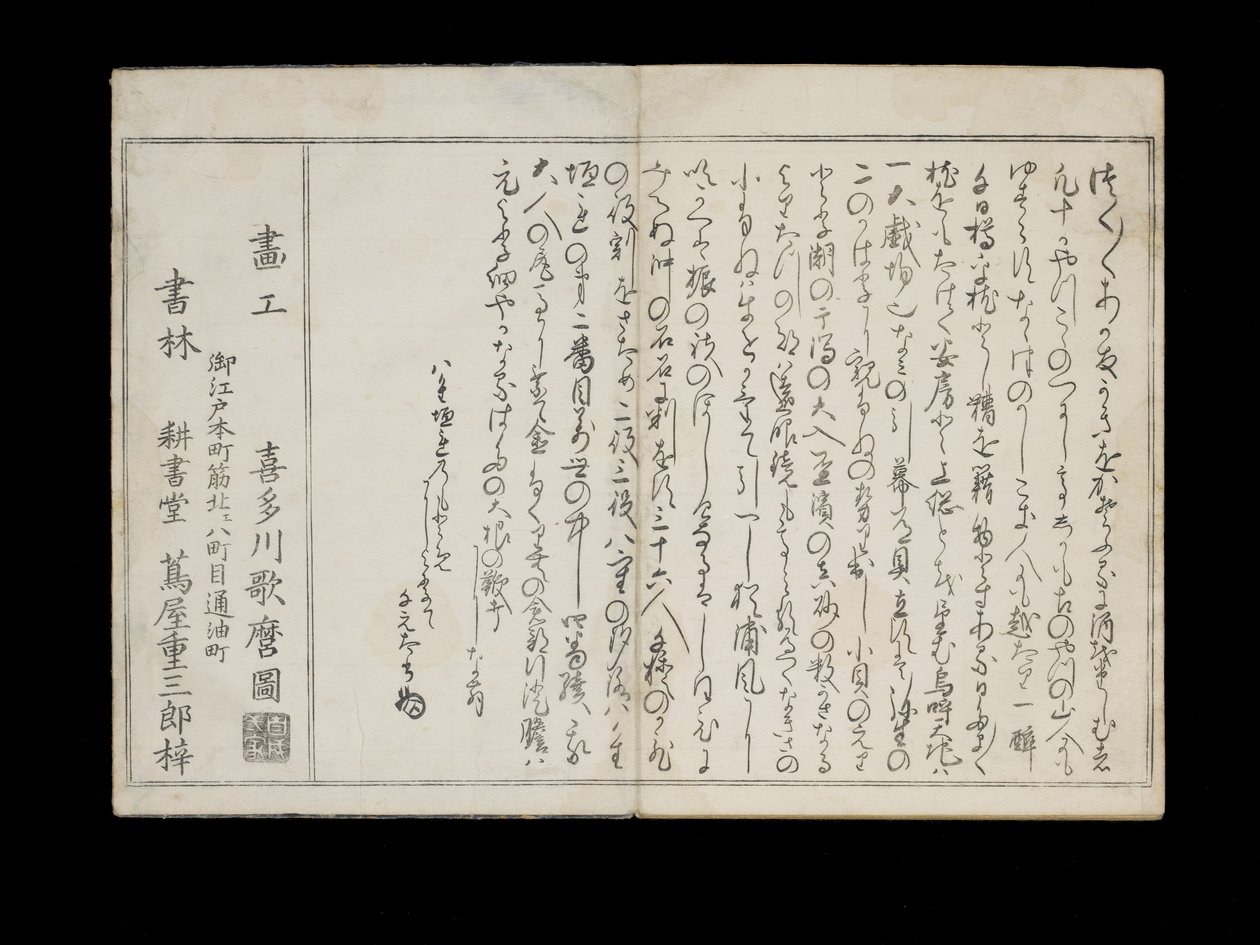 Shiohi no tsuto (Dárky z odlivu), známé jako Shell Book, 1789 (barevný dřevořez) od Kitagawa Utamaro