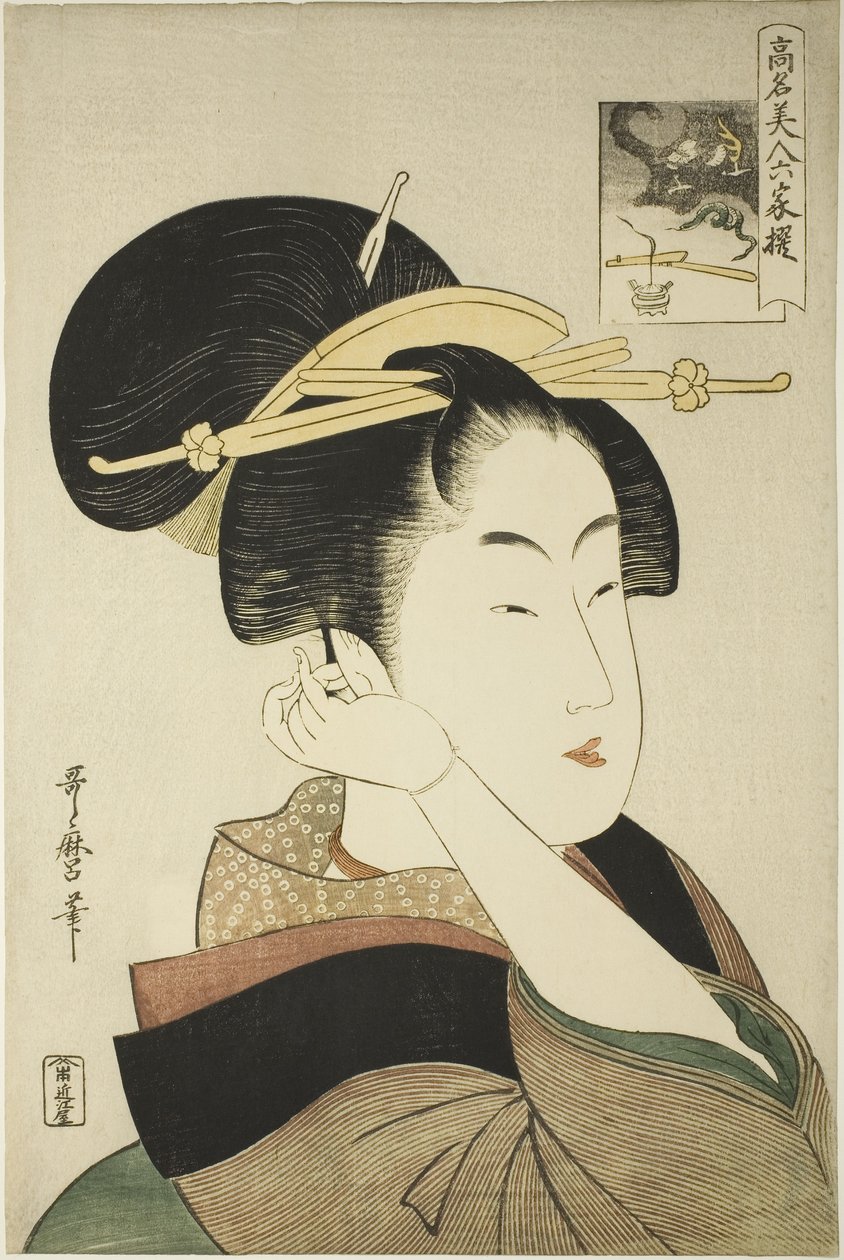 Tatsumi Roko, ze série Renomované krásy připodobněné k šesti nesmrtelným básníkům od Kitagawa Utamaro