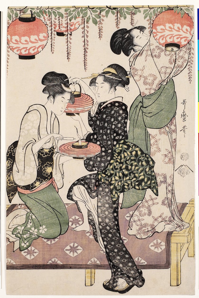 Dívky z čajovny pod wistaria espalier, 1795 od Kitagawa Utamaro