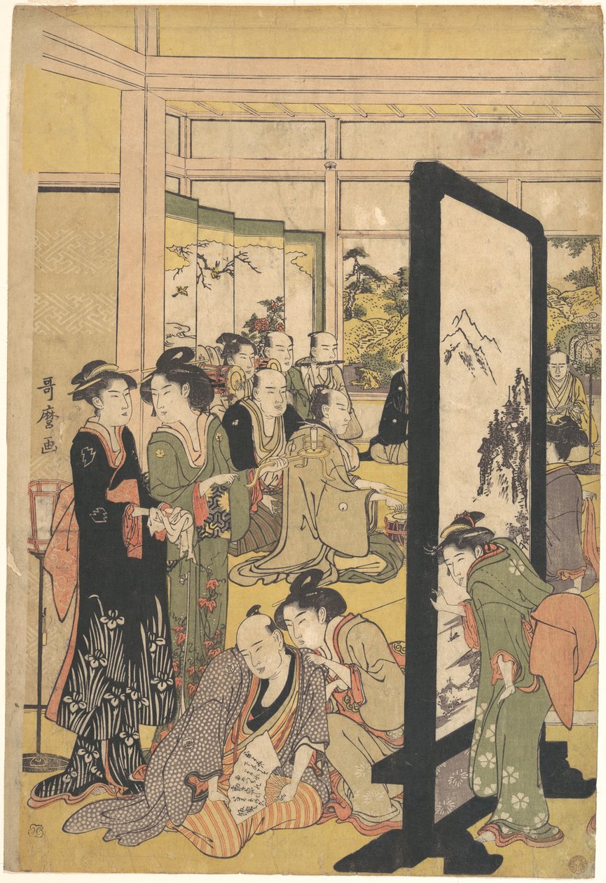 Umělec Kitao Masanobu odpočívající na večírku od Kitagawa Utamaro