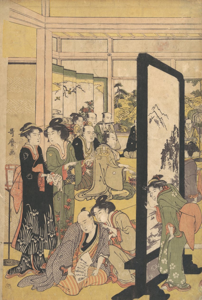 Umělec Kitao Masanobu Odpočinek na večírku, 90. léta 18. století. od Kitagawa Utamaro