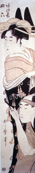 Kurtizána Agemaki a její Gallant Sukeroku, kolem 1797-98 (barevný dřevořez) od Kitagawa Utamaro