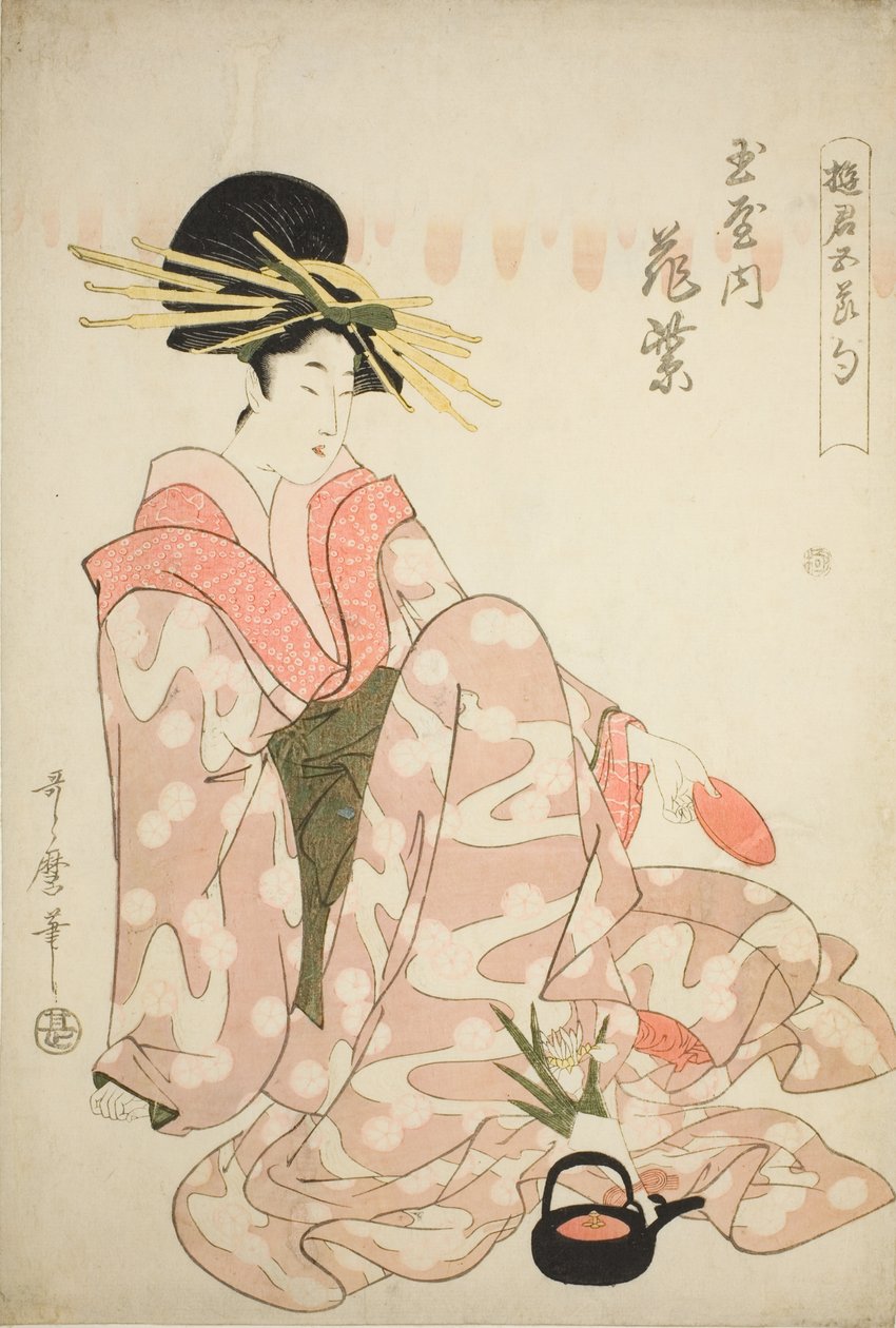 Kurtizána Hanamurasaki z Tamaya, ze série „Kurtezáni pěti festivalů (Yukun gosekku)“ od Kitagawa Utamaro