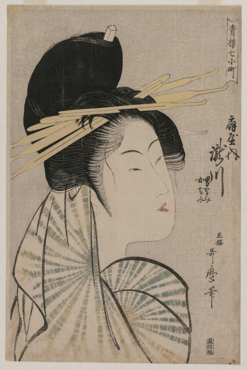 Kurtizána Takigawa z Ogiya (ze série Sedm aspektů Komachi v Zelených domech) od Kitagawa Utamaro