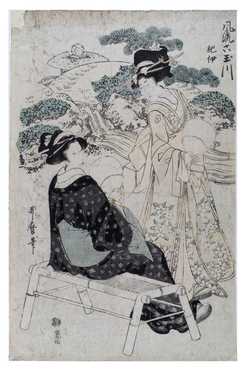 The Elegant Six Jewel Rivers, cca 1800-1805 (dřevořez na papíře) od Kitagawa Utamaro