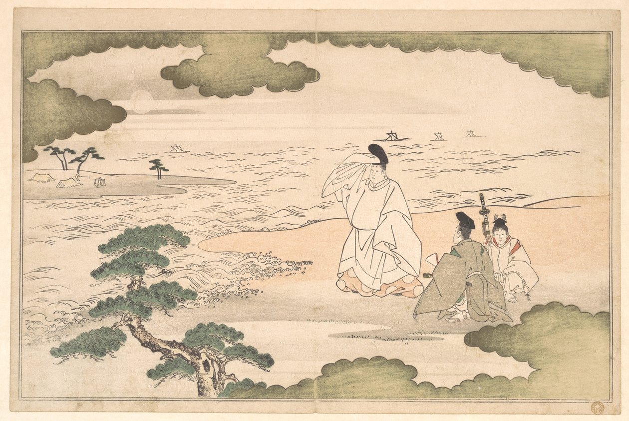 Vyhnanství Yukihiry v Sumě od Kitagawa Utamaro