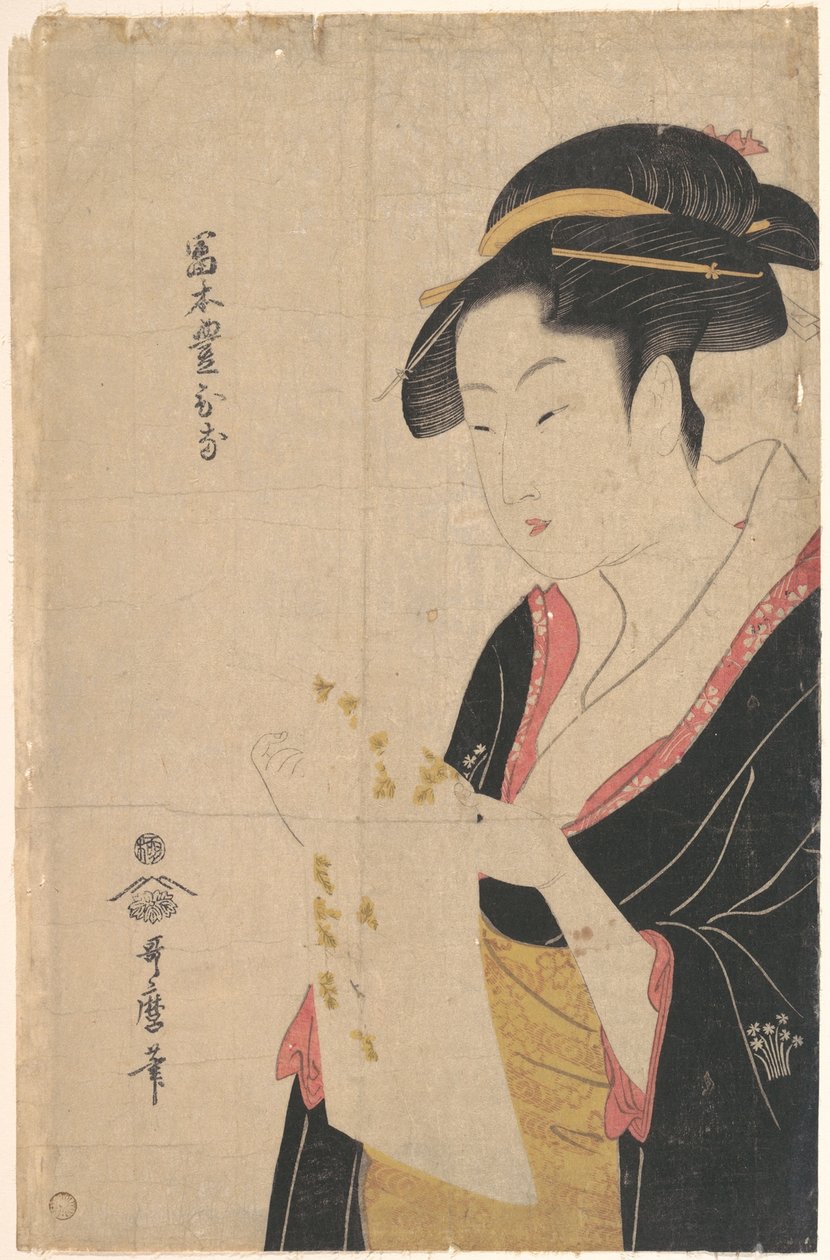 Paní Tomimoto Toyohina čte dopis od Kitagawa Utamaro