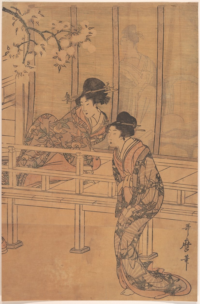 Dámu z Rokujō navštěvuje princezna Aoi od Kitagawa Utamaro