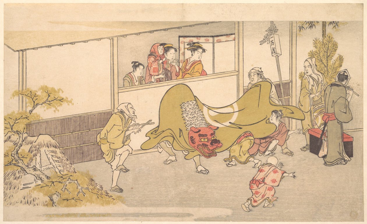 Lví tanec od Kitagawa Utamaro
