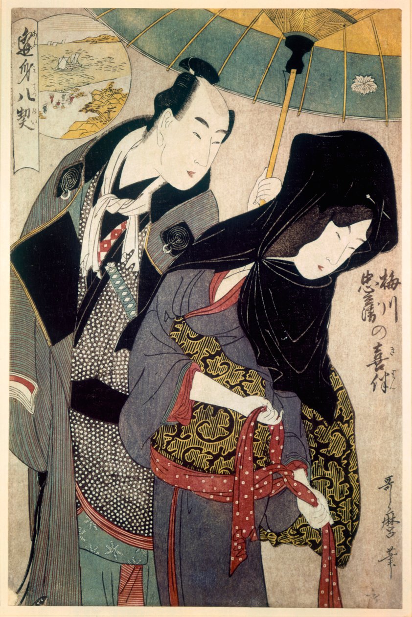 Milenci, Chubei a Umezawa, konec 18. začátek 19. století. od Kitagawa Utamaro