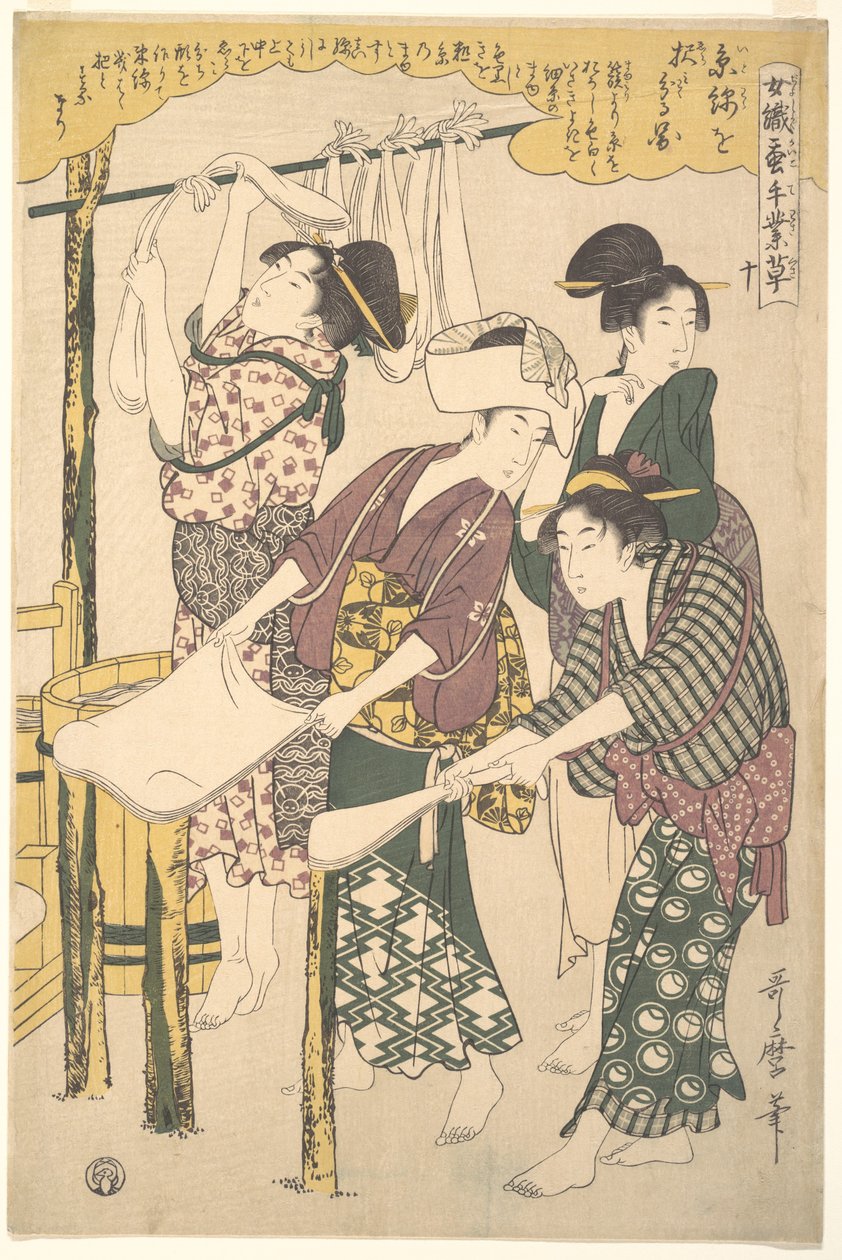 Výroba hedvábné vaty od Kitagawa Utamaro
