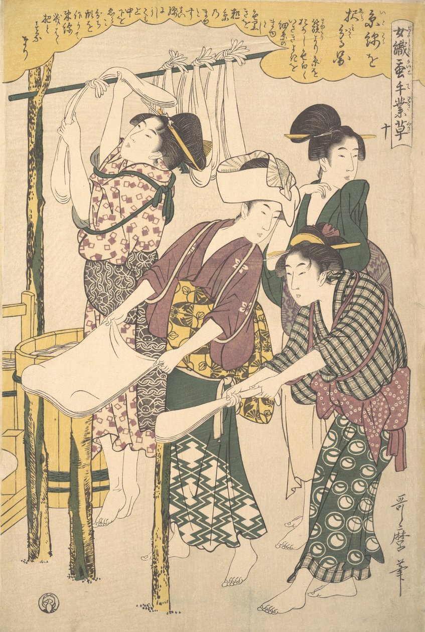 The Making of Silk Floss, ca. 1790. od Kitagawa Utamaro