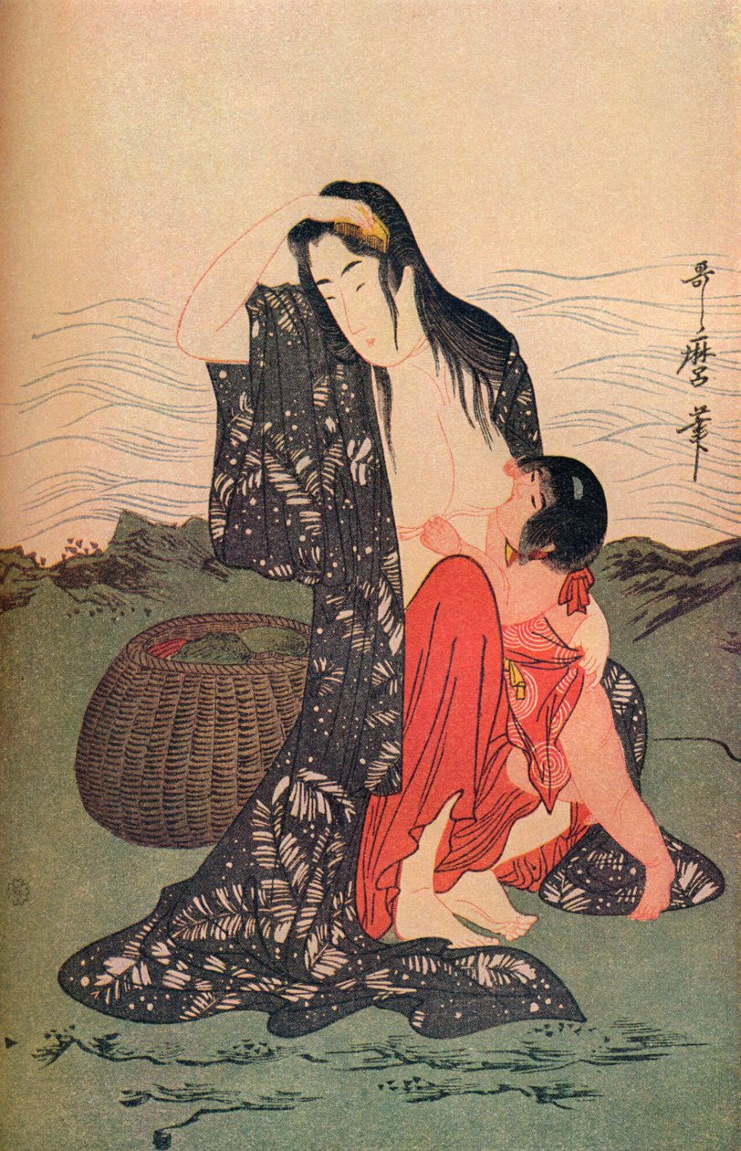 Středový panel The Pearl Divers, c1797-98, 1936. od Kitagawa Utamaro